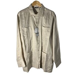 Bohio Linen Traditional Men’s Guayabera Shirt 4 Pocket Button-Up Shirt SZ XL NWT
